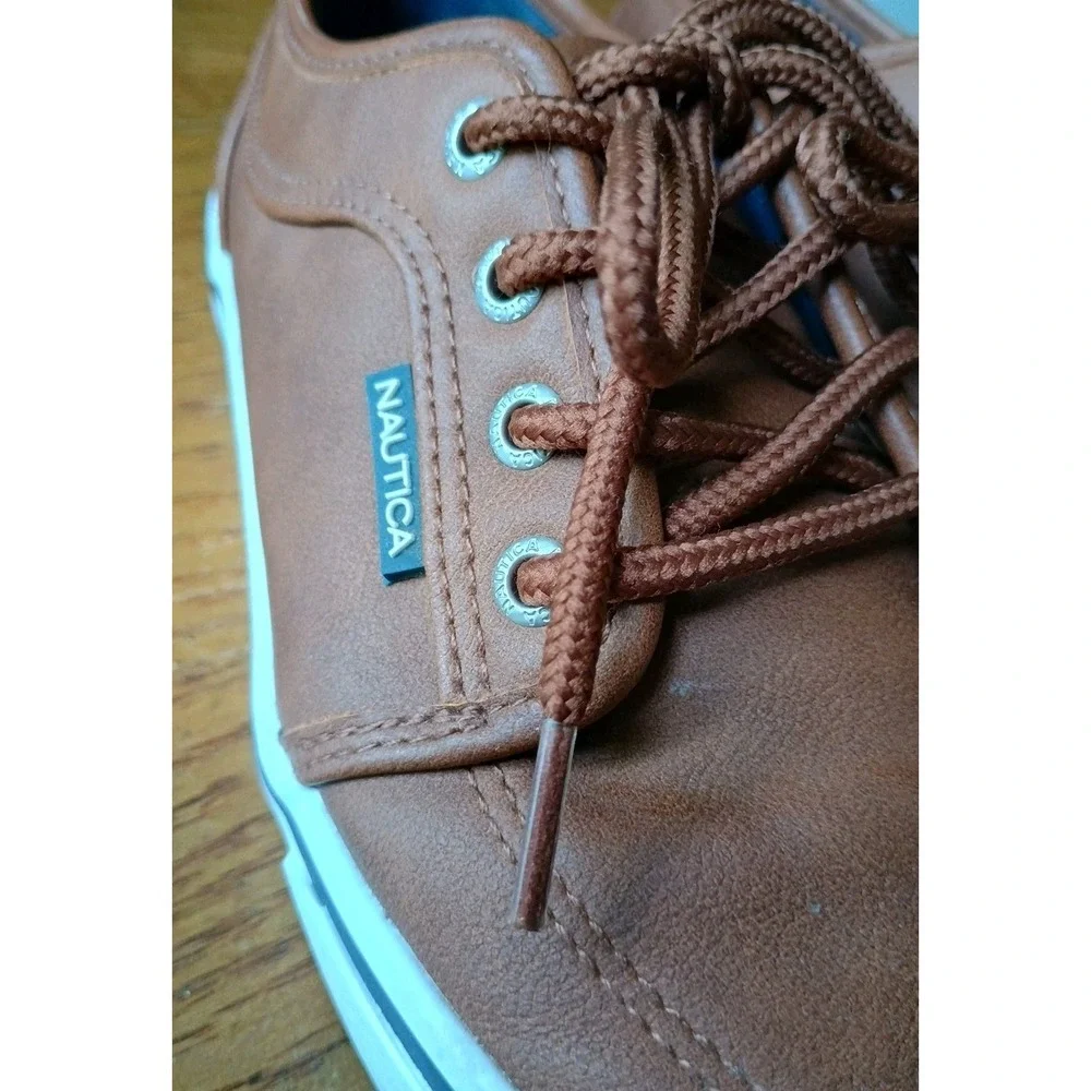 Nautica Boys Moulouya Brown Leather Casual Shoes‎ Sneakers Size 3
